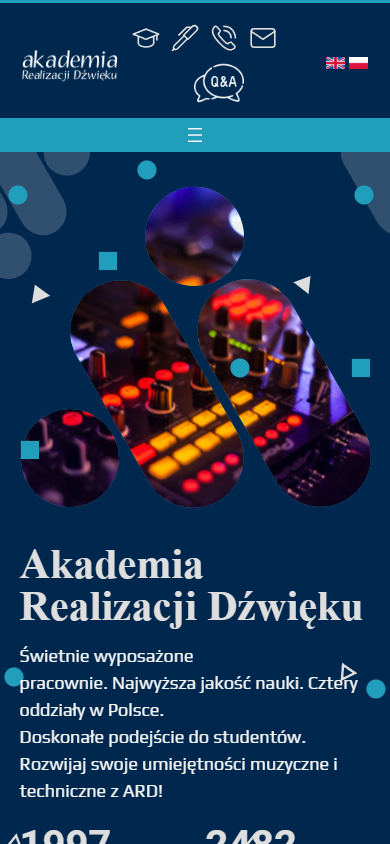 Widok mobilny strony Akademia Realizacji Dźwięku