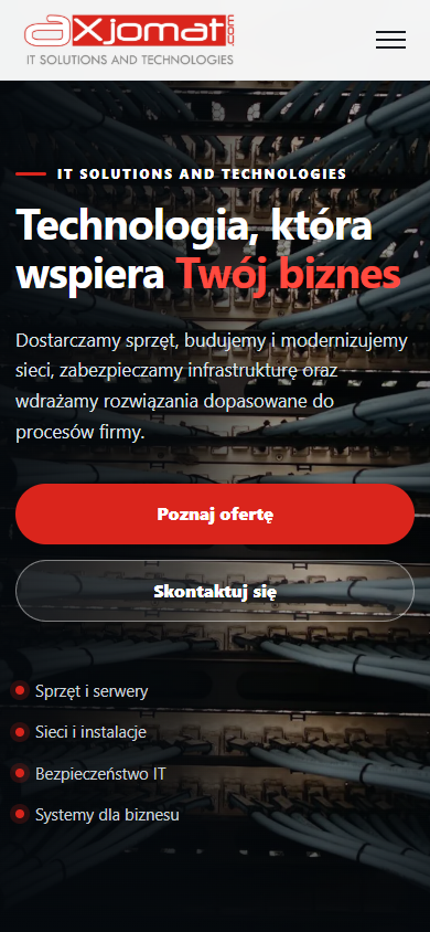 Widok mobilny strony Axjomat