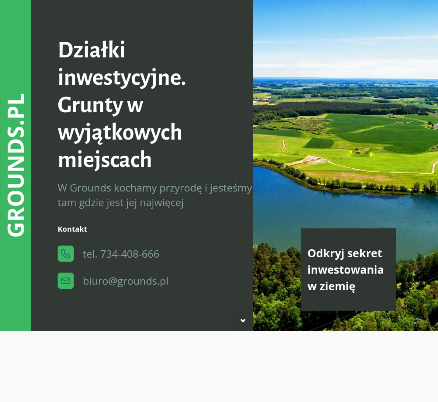 Widok desktop strony Grounds