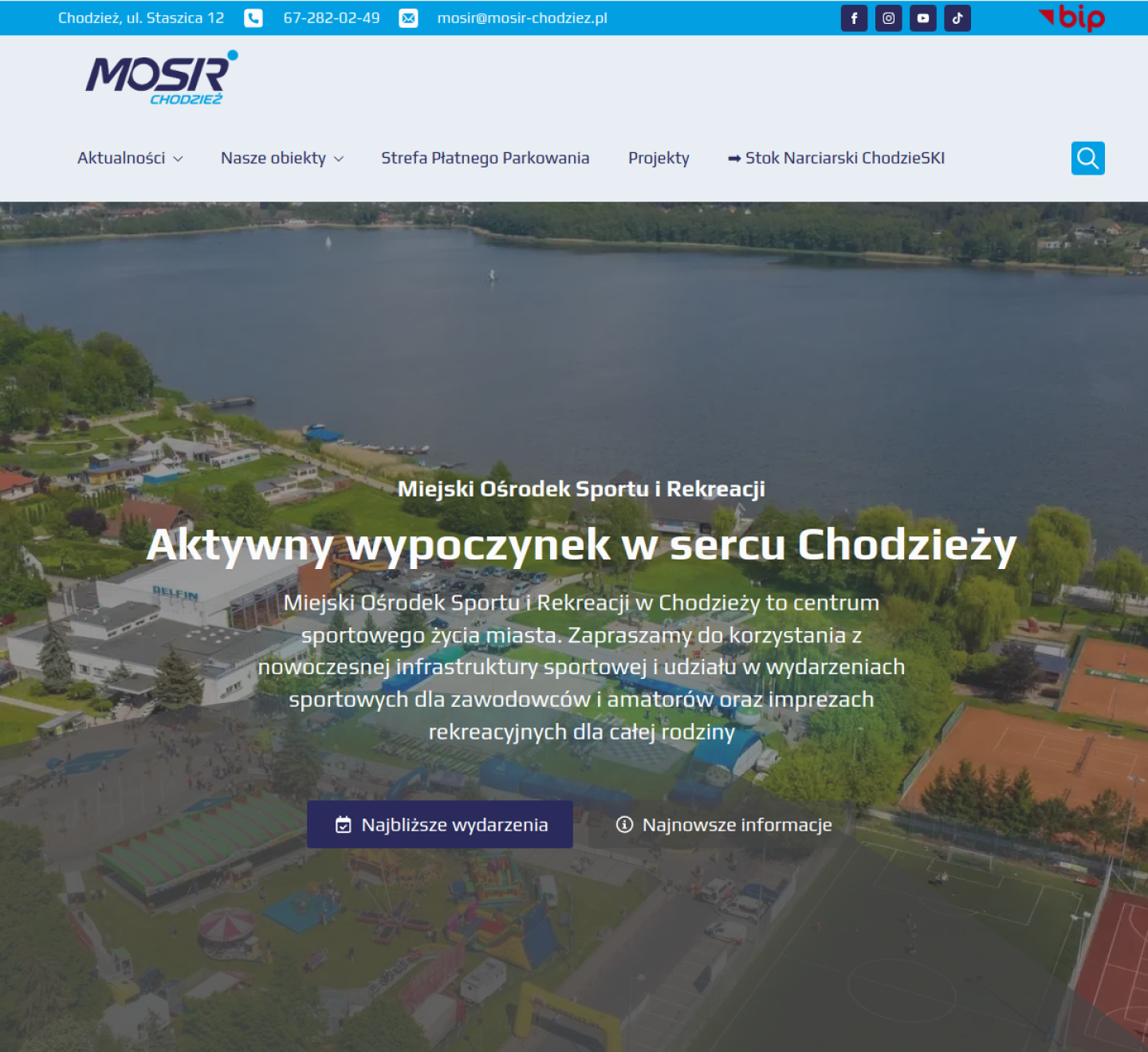 Widok desktop strony MOSiR Chodzież