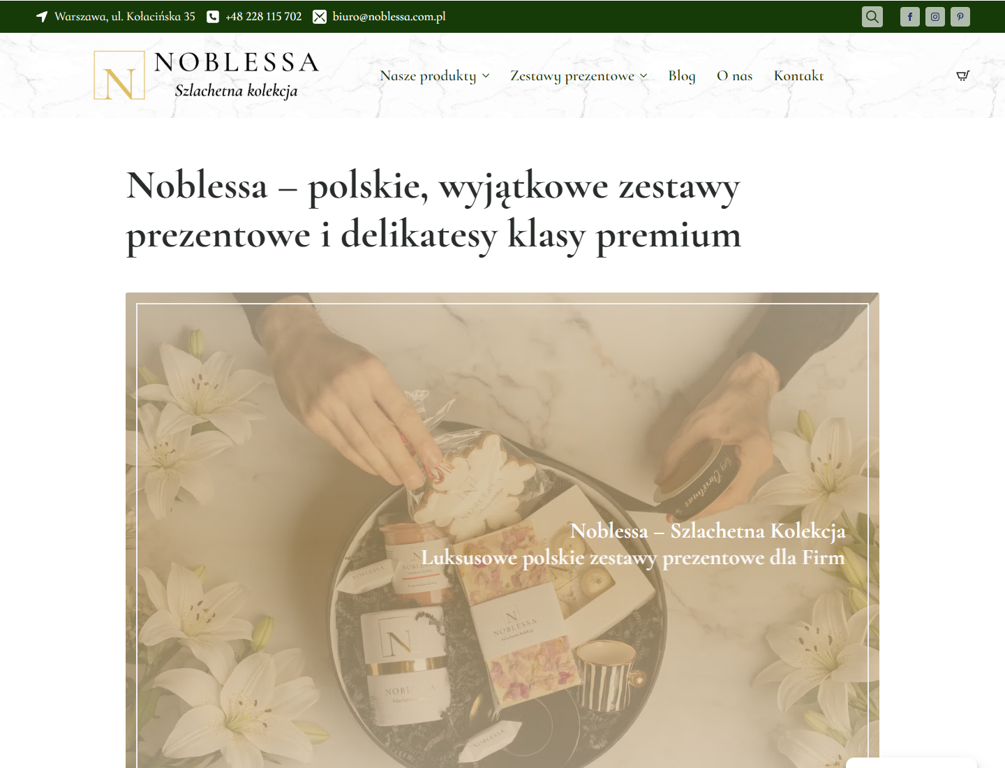 Widok desktop strony Noblessa