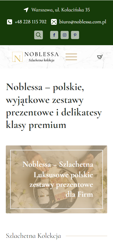Widok mobilny strony Noblessa