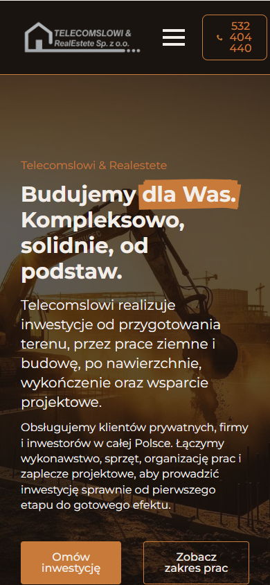 Widok mobilny strony Telecomslowi
