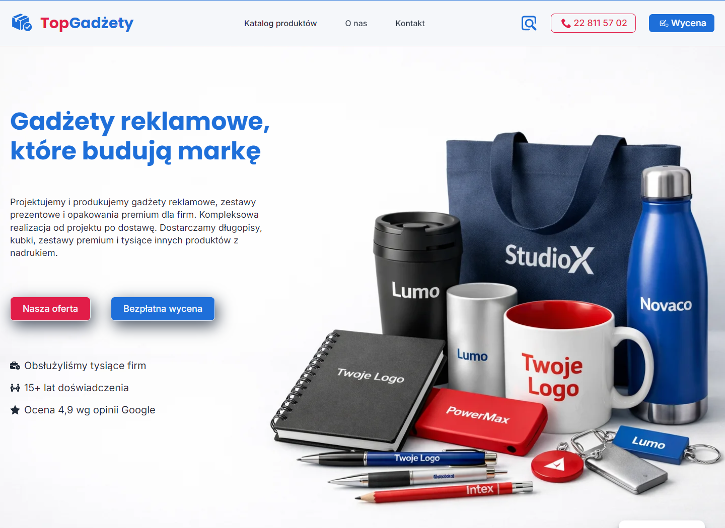 Widok desktop strony Top Gadżety