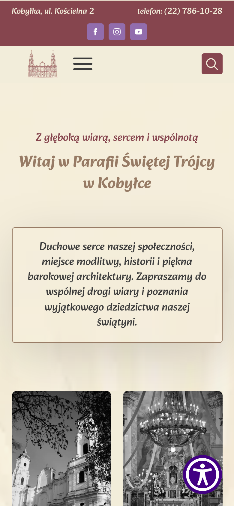 Widok mobilny strony Trójca